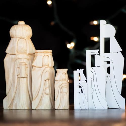 Three Kings Wood Carving Stencil Set, 3D Printed PLA Template, Nativity Caricature Pattern, Tutorial Video Available