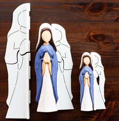 3D Printed Mother Mary Wood Carving Stencil Template, Religious Caricature Design with Tutorial